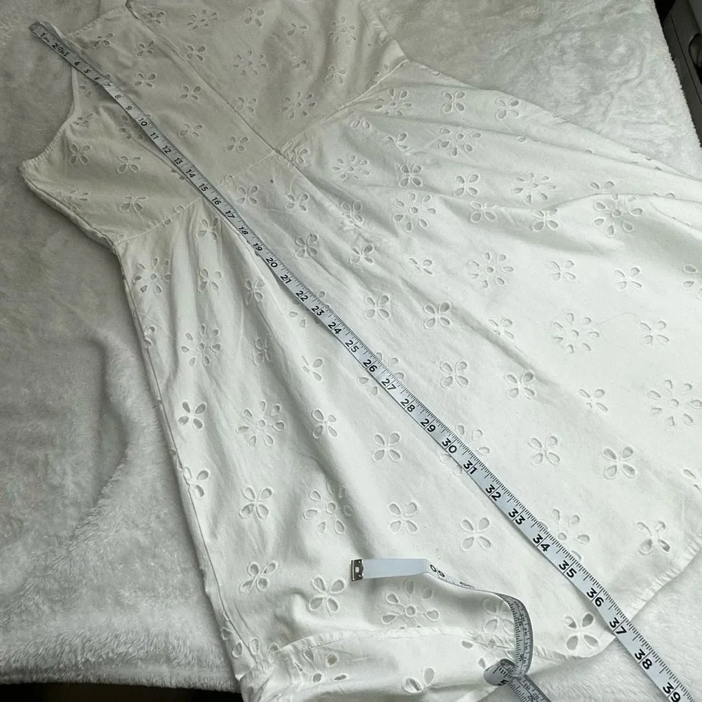 Loft Women's‎ Size 10 Square Neck Eyelet Lace White Mini Dress 100% Cotton New